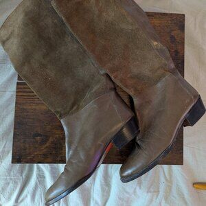 olive green genuine leather under the knee boot
